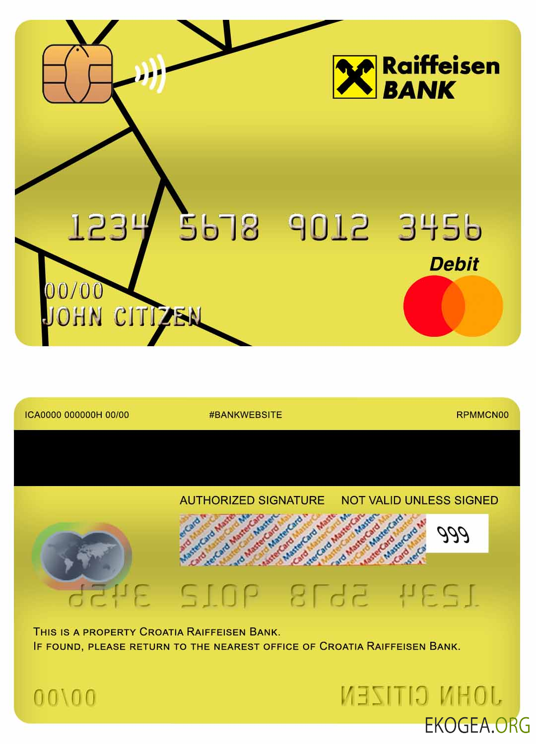 Carte de débit principale de la banque Raiffeisen Croatie